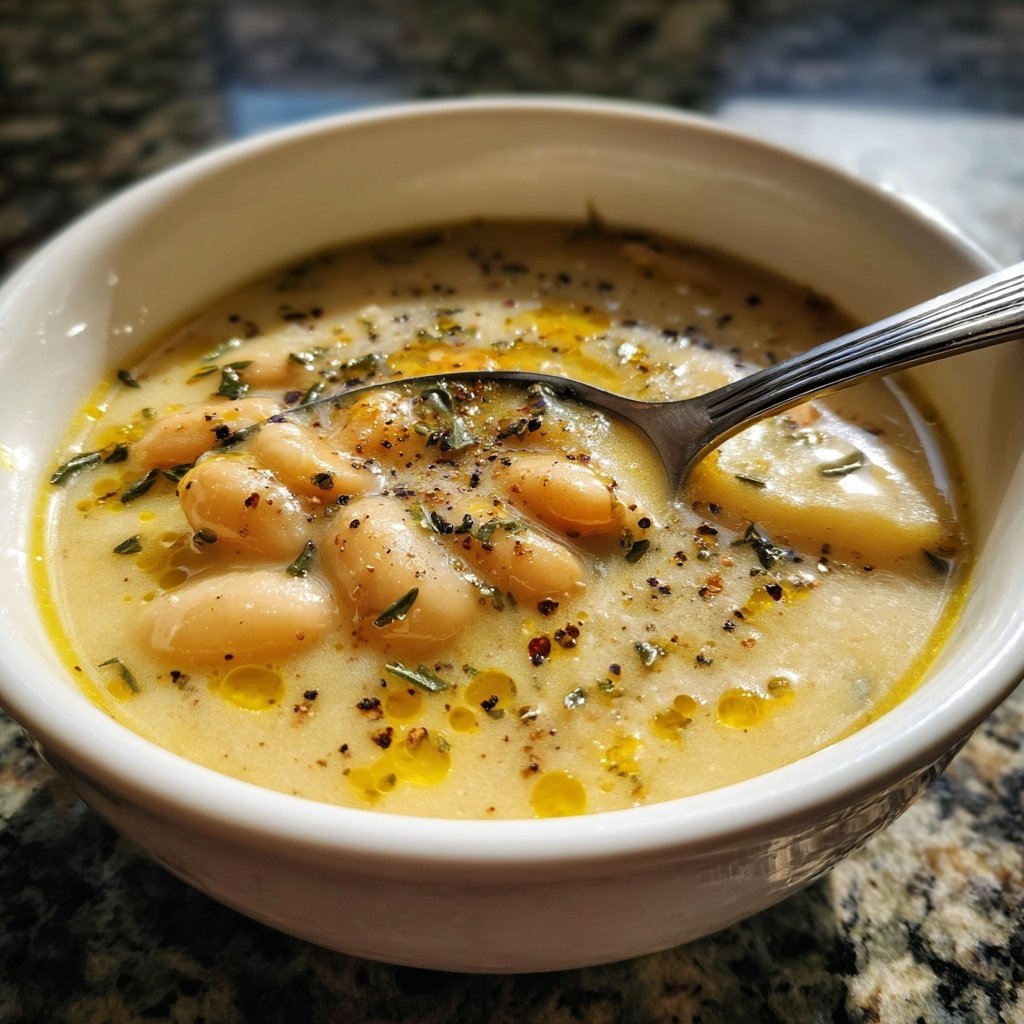 Creamy Lemon White Bean Soup Bowl