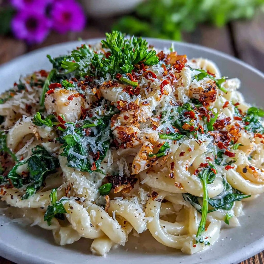 Chicken Pasta With Spinach And Garlic