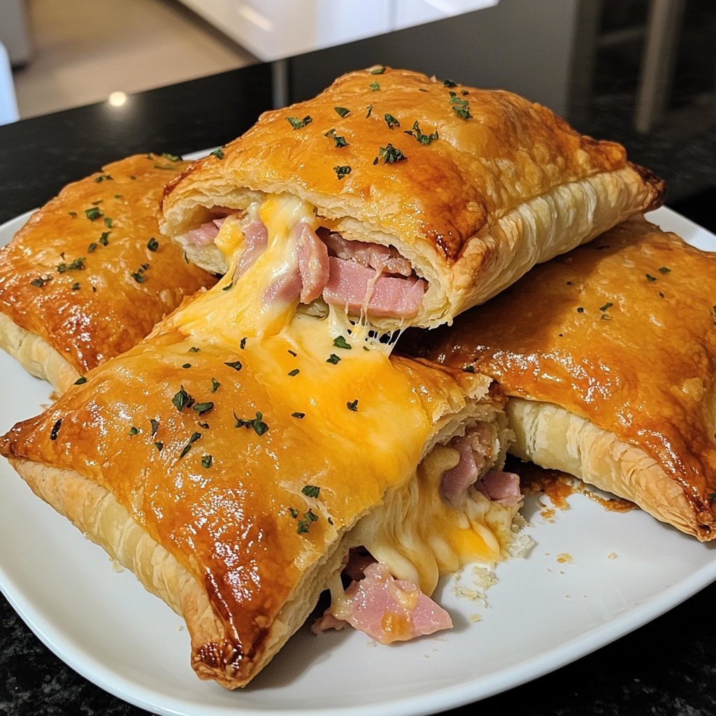 Ham and Cheese Puff Pastry Pockets